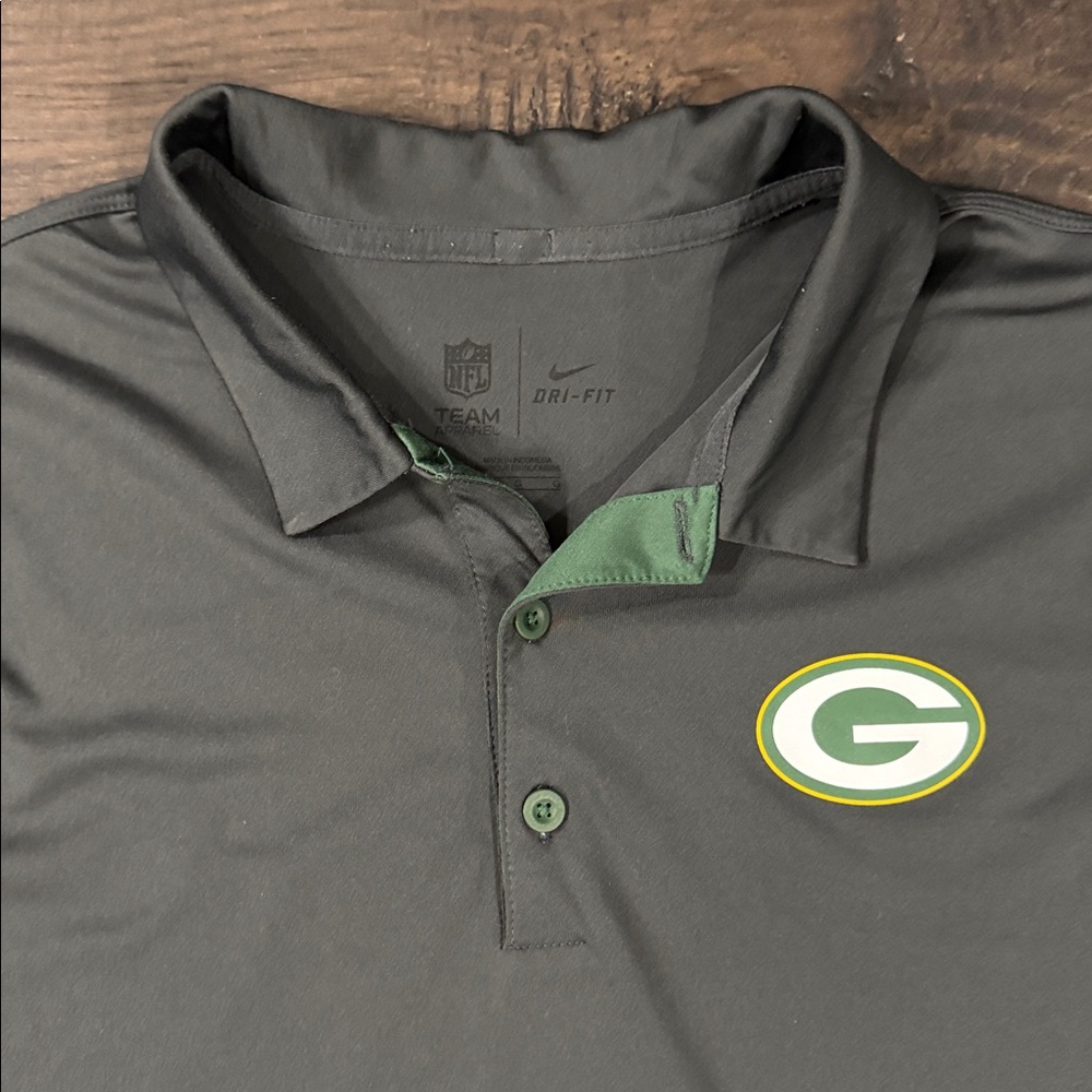 Nike Dri-Fit NFL Team Apparel Green Bay Packers Men's Polo Size Large Gray/Green - Picture 3 of 7